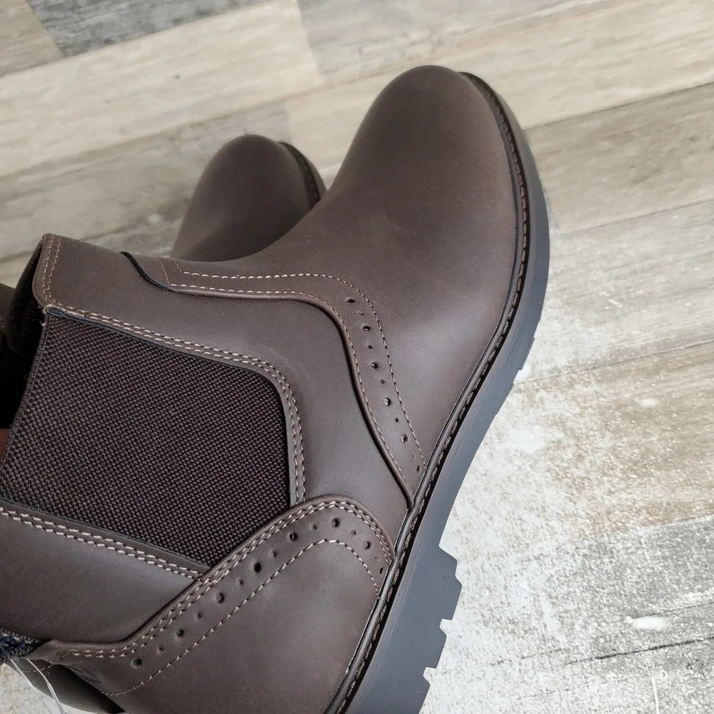 Nunn Bush Delton Mens Chelsea Boots Sz 11 W Brown Elastic Gore Slip On Plain Toe